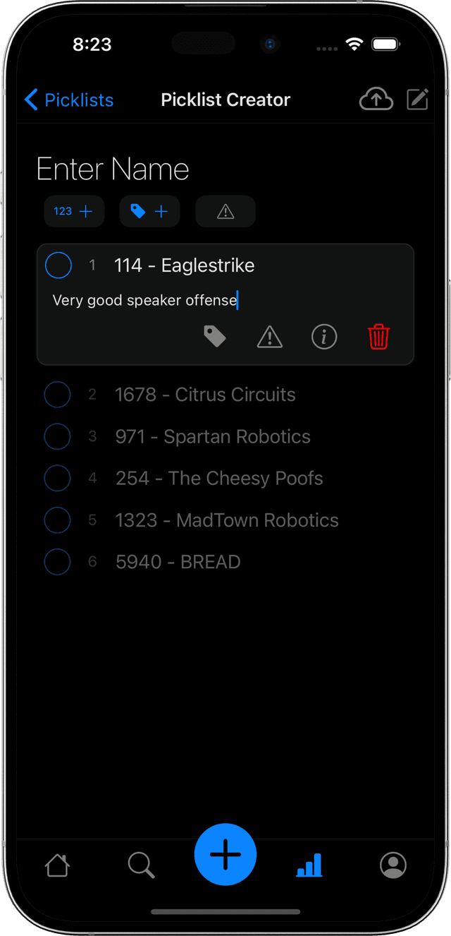 Picklist generation interface